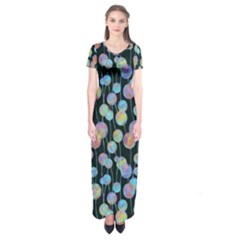 Multi-colored Circles Short Sleeve Maxi Dress by SychEva