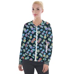 Multi-colored Circles Velvet Zip Up Jacket by SychEva