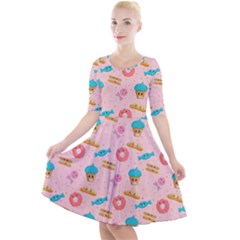 Funny Sweets With Teeth Quarter Sleeve A-line Dress by SychEva
