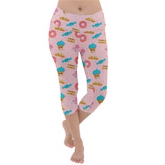 Funny Sweets With Teeth Lightweight Velour Capri Yoga Leggings by SychEva