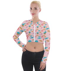 Funny Sweets With Teeth Long Sleeve Cropped Velvet Jacket by SychEva