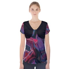 Black Swirl Short Sleeve Front Detail Top by TopitOff