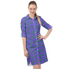Purple With  Holly Long Sleeve Mini Shirt Dress