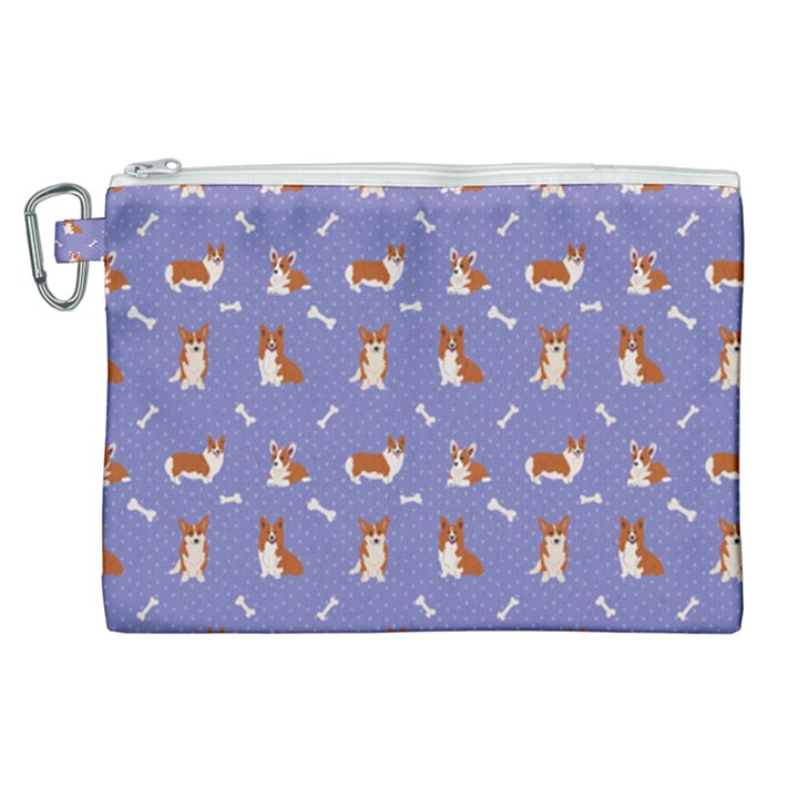 Cute Corgi Dogs Canvas Cosmetic Bag (XL)
