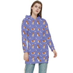 Cute Corgi Dogs Women s Long Oversized Pullover Hoodie by SychEva