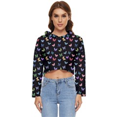 Bright And Beautiful Butterflies Women s Lightweight Cropped Hoodie by SychEva