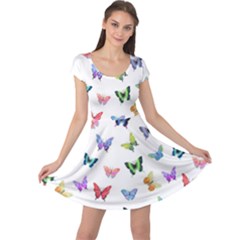 Cute Bright Butterflies Hover In The Air Cap Sleeve Dress by SychEva