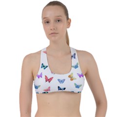 Cute Bright Butterflies Hover In The Air Criss Cross Racerback Sports Bra by SychEva