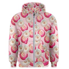 Pink And White Donuts Men s Zipper Hoodie by SychEva