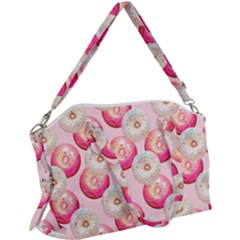 Pink And White Donuts Canvas Crossbody Bag by SychEva