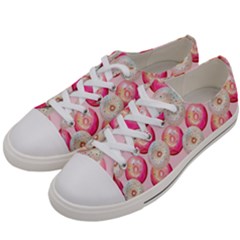Pink And White Donuts Women s Low Top Canvas Sneakers by SychEva