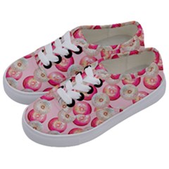 Pink And White Donuts Kids  Classic Low Top Sneakers by SychEva