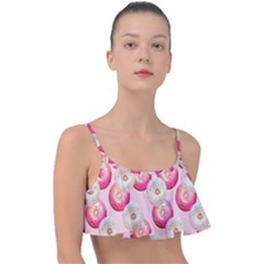 Pink And White Donuts Frill Bikini Top by SychEva