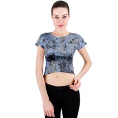 Marble Texture Top View Crew Neck Crop Top by dflcprintsclothing