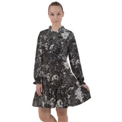 Dark Marble Camouflage Texture Print All Frills Chiffon Dress by dflcprintsclothing