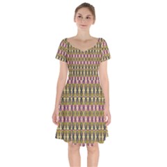 Digital Illusion Short Sleeve Bardot Dress by Sparkle