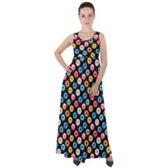 Multicolored Donuts On A Black Background Empire Waist Velour Maxi Dress by SychEva