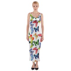 Bright Butterflies Circle In The Air Fitted Maxi Dress by SychEva