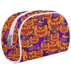 Purple And Orange Pumpkins, Crazy Halloween Pattern, Jack O  Lantern Make Up Case (large) by Casemiro