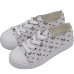 Grey Unicorn Sketchy Style Motif Drawing Pattern Kids  Low Top Canvas Sneakers