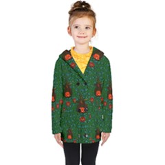 Halloween Pumkin Lady In The Rain Kids  Double Breasted Button Coat by pepitasart