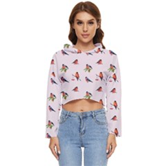 Bullfinches Sit On Branches Women s Lightweight Cropped Hoodie by SychEva