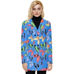 Bright Butterflies Circle In The Air Button Up Hooded Coat  by SychEva