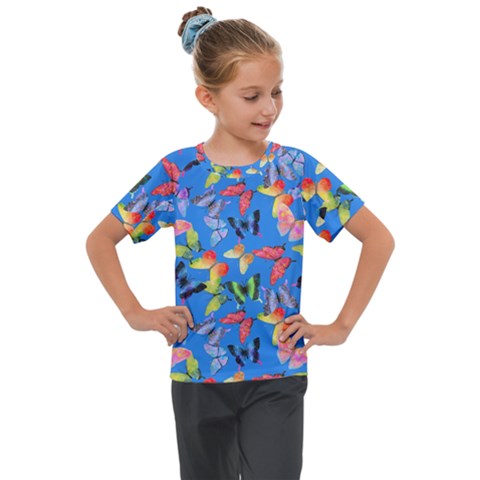 Bright Butterflies Circle In The Air Kids  Mesh Piece Tee by SychEva