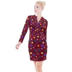 Krampus With Brat Red Button Long Sleeve Dress
