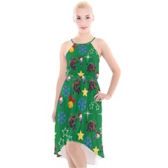 Krampus And Brat Green High-low Halter Chiffon Dress  by InPlainSightStyle