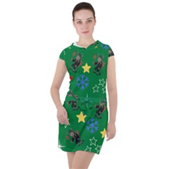 Krampus Kawaii Green Drawstring Hooded Dress by InPlainSightStyle