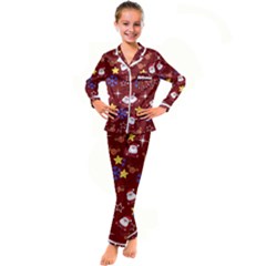 Santa Red Kid s Satin Long Sleeve Pajamas Set by InPlainSightStyle