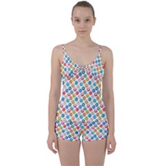 Multicolored Sweet Donuts Tie Front Two Piece Tankini by SychEva