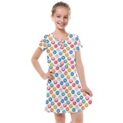 Multicolored Sweet Donuts Kids  Cross Web Dress by SychEva