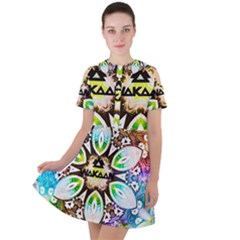 375 Chroma Digital Art Custom Short Sleeve Shoulder Cut Out Dress  by Drippycreamart