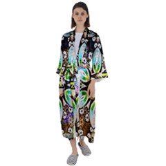375 Chroma Digital Art Custom Maxi Satin Kimono by Drippycreamart