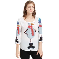 Angry Snowman Chiffon Quarter Sleeve Blouse by SychEva