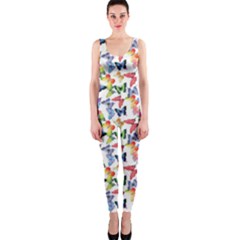 Multicolored Butterflies One Piece Catsuit by SychEva