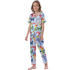 Watercolor Butterflies Kids  Satin Short Sleeve Pajamas Set by SychEva