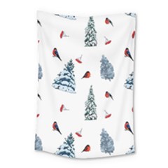Christmas Trees And Bullfinches Small Tapestry by SychEva