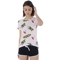 Rowan Branches And Spruce Branches Short Sleeve Foldover Tee by SychEva