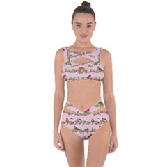 Bullfinches Sit On Branches On A Pink Background Bandaged Up Bikini Set  by SychEva