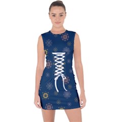 Magic Snowflakes Lace Up Front Bodycon Dress by SychEva