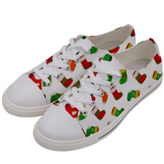 Christmas Socks  Women s Low Top Canvas Sneakers by SychEva