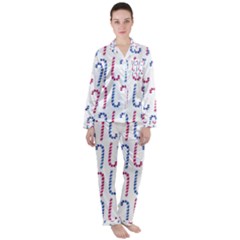 Christmas Candy Satin Long Sleeve Pajamas Set by SychEva