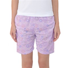 Multicolored Circles On A Pink Background Women s Basketball Shorts by SychEva