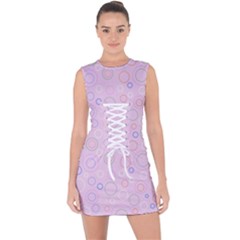 Multicolored Circles On A Pink Background Lace Up Front Bodycon Dress by SychEva
