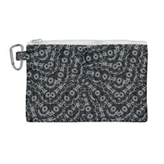 Black And White Modern Intricate Ornate Pattern Canvas Cosmetic Bag (large)