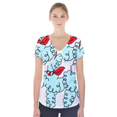 Doodle Poodle  Short Sleeve Front Detail Top by IIPhotographyAndDesigns