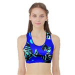 Abstract Tropical Sports Bra with Border